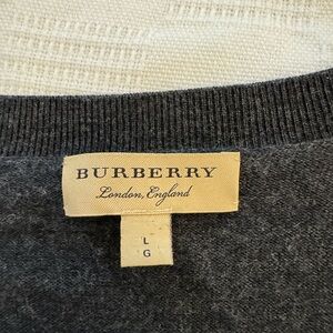 Burberry Embroidered Logo Merino Wool V-neck Sweater